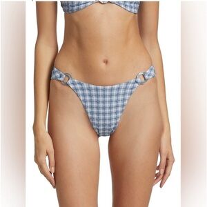 Jonathan Simkhai Womens Plaid Embellished Bikini Bottom NWT Size M